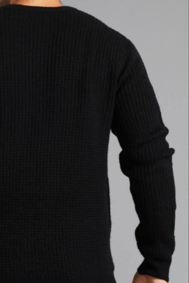 Textured Crew Knitwear - Black