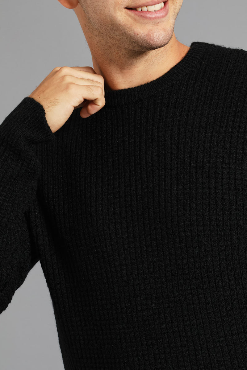 Textured Crew Knitwear - Black