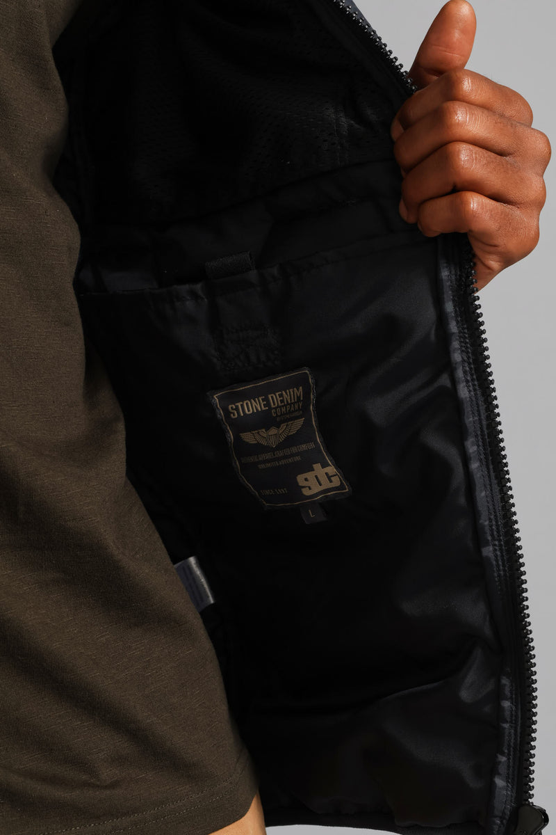 Gunmetal Panel Puffer Jacket - Gunmetal