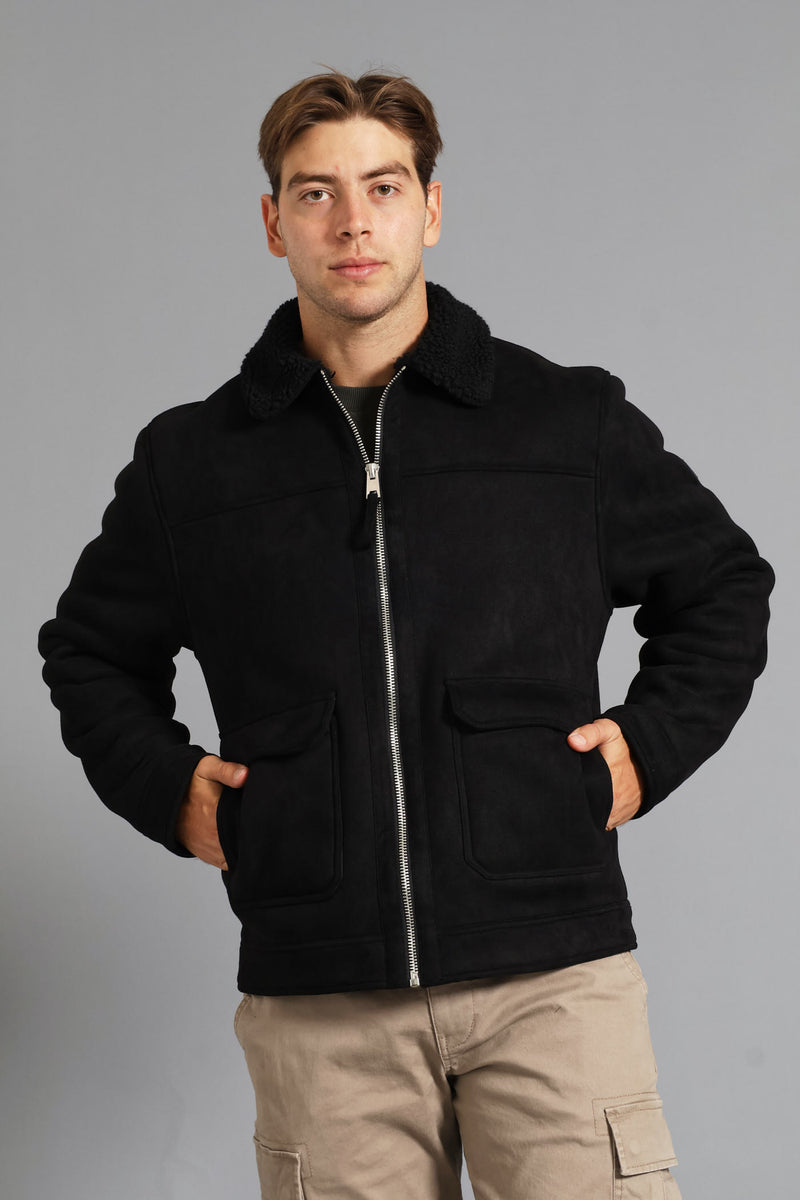 Sherling Sherpa Trucker Jacket - Black