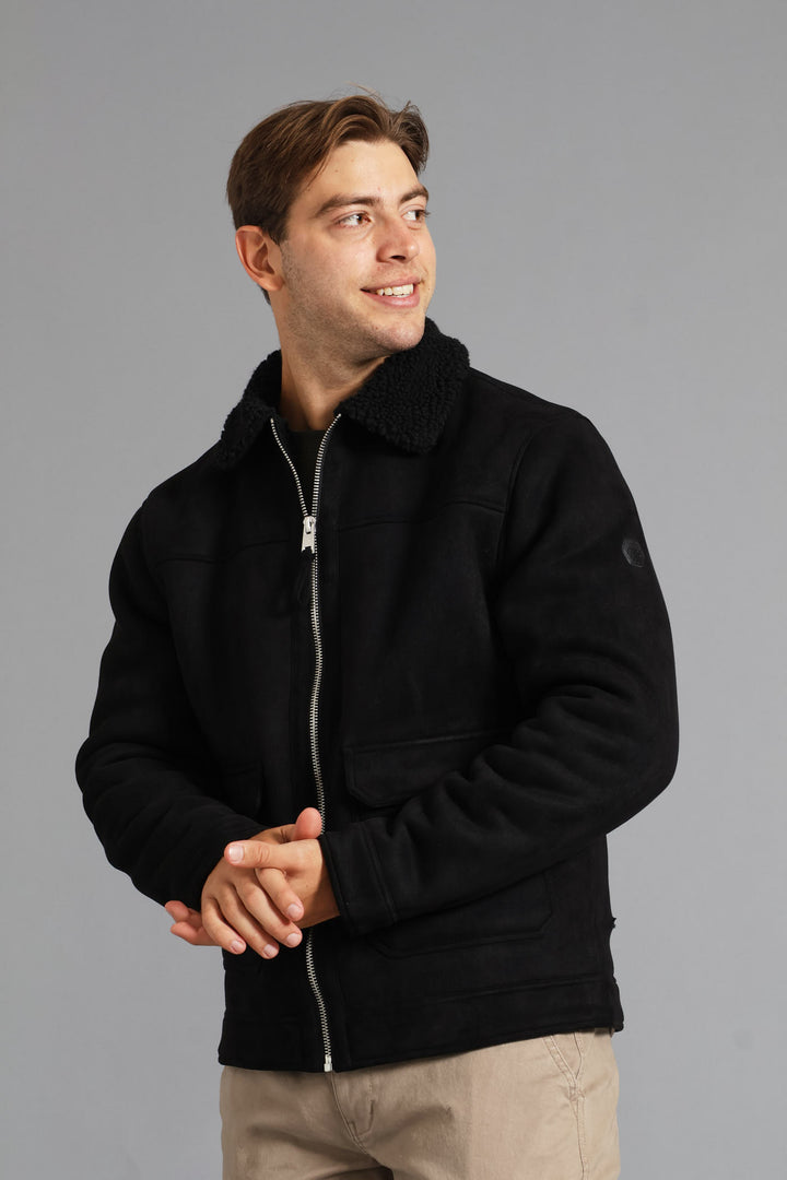 Sherling Sherpa Trucker Jacket - Black