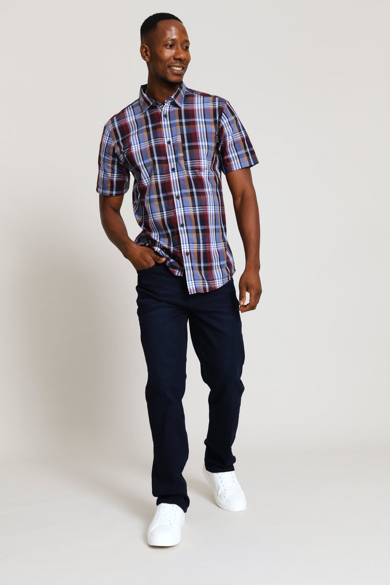 Straight Stretch Denim Jean - Blue/Black