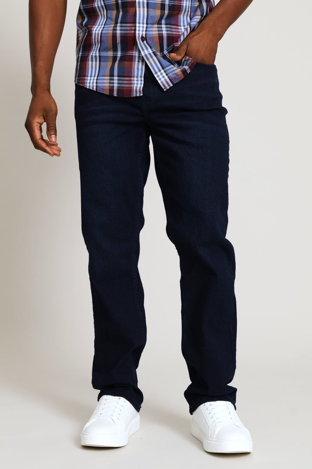 Straight Stretch Denim Jean - Blue/Black