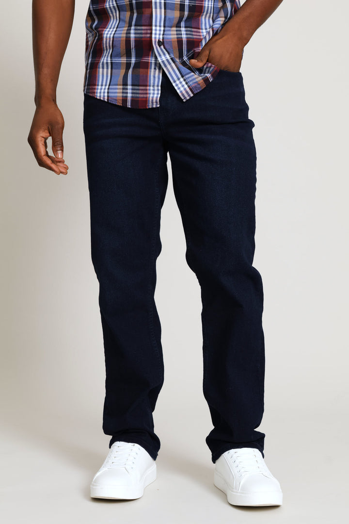 Straight Stretch Denim Jean - Blue/Black