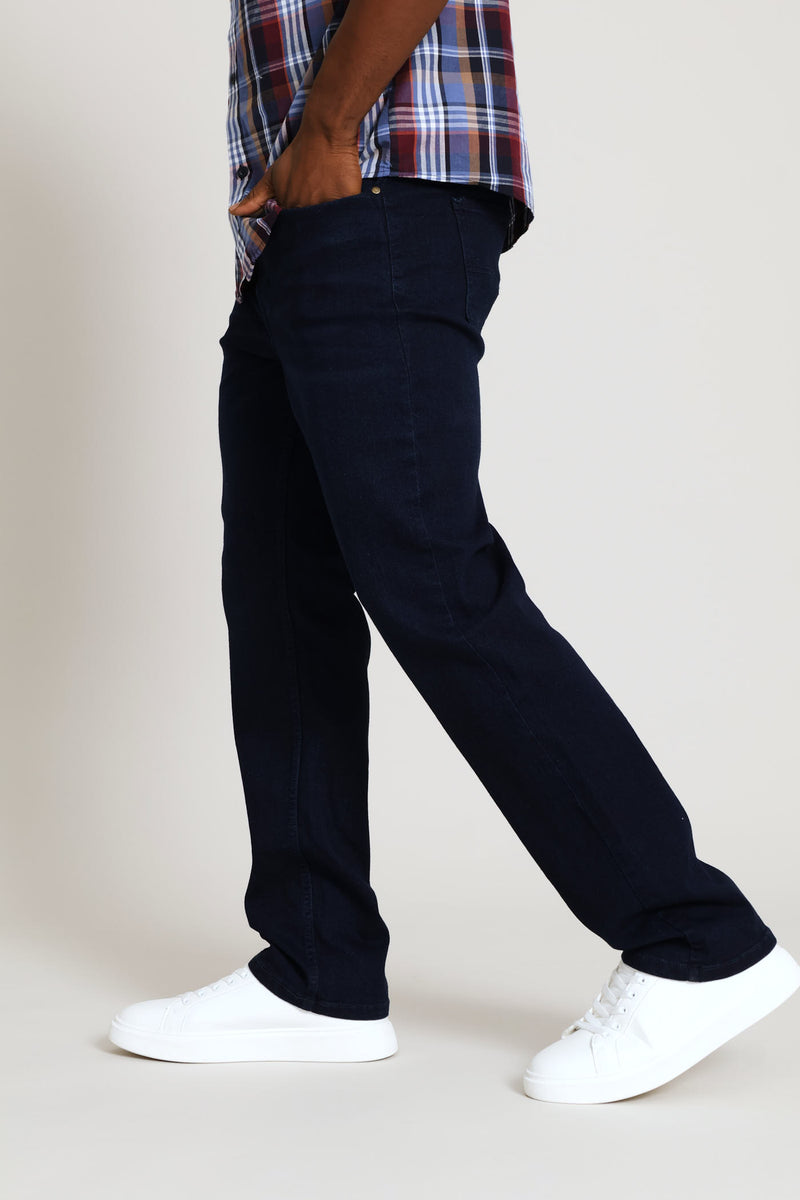 Straight Stretch Denim Jean - Blue/Black