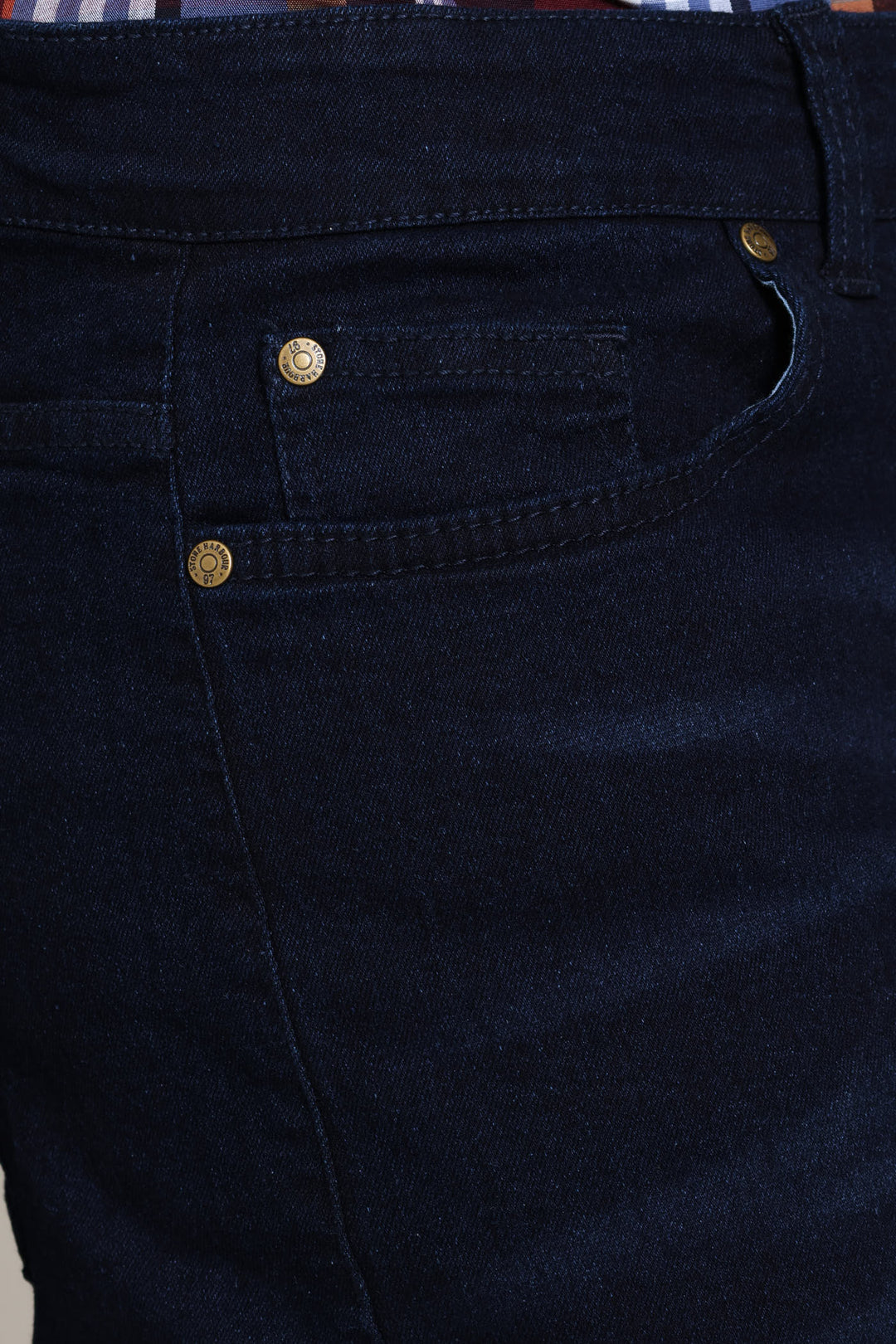 Straight Stretch Denim Jean - Blue/Black