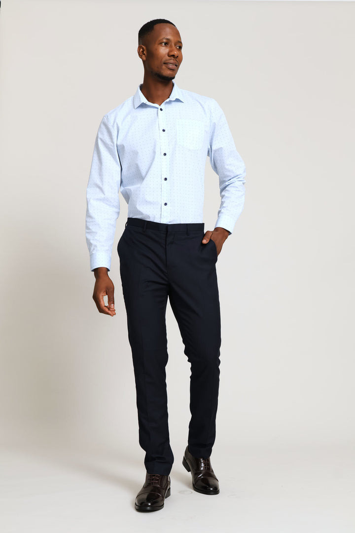 Slim Fit Viscose Blend Suit Trouser - Navy