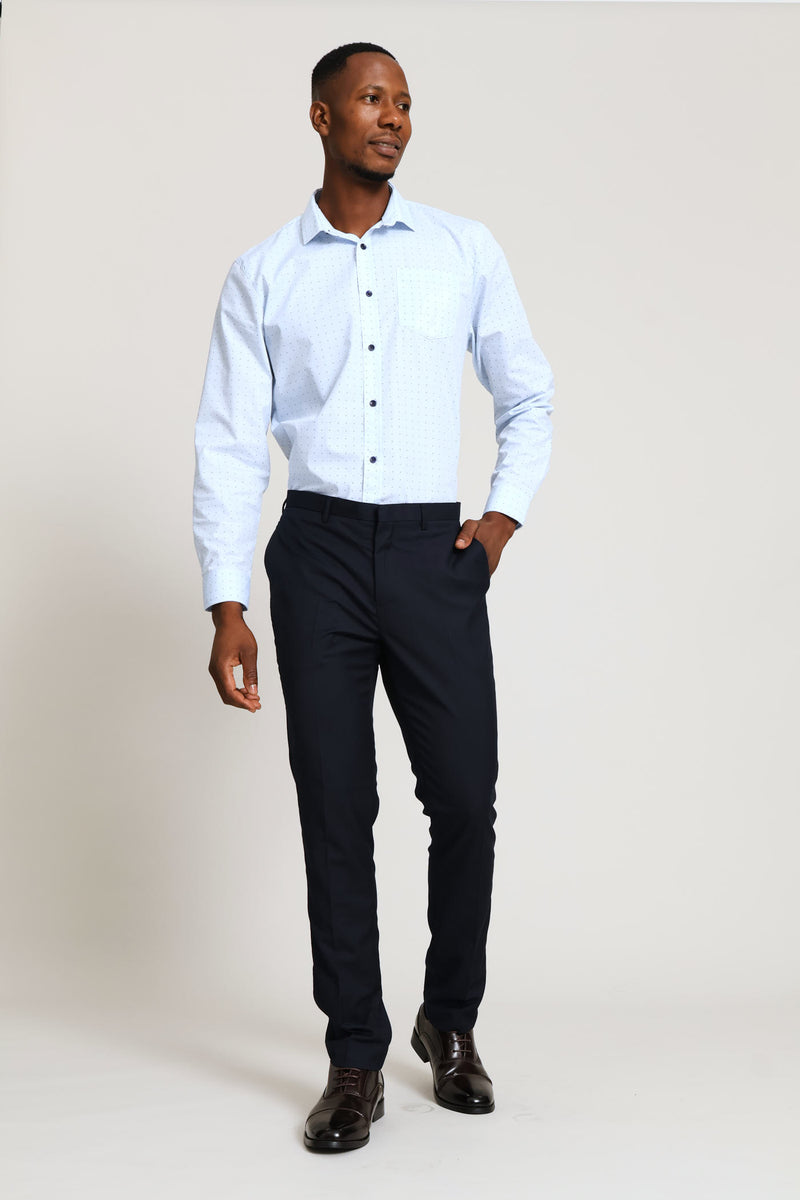 Slim Fit Viscose Blend Suit Trouser - Navy