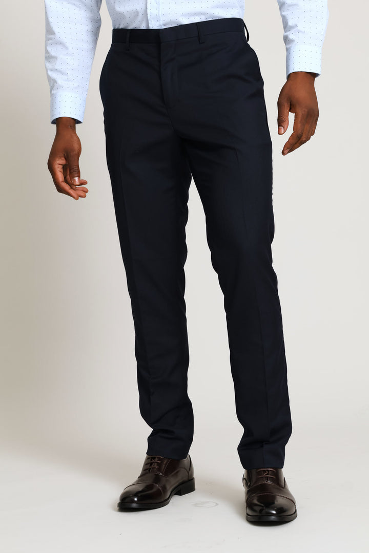 Slim Fit Viscose Blend Suit Trouser - Navy