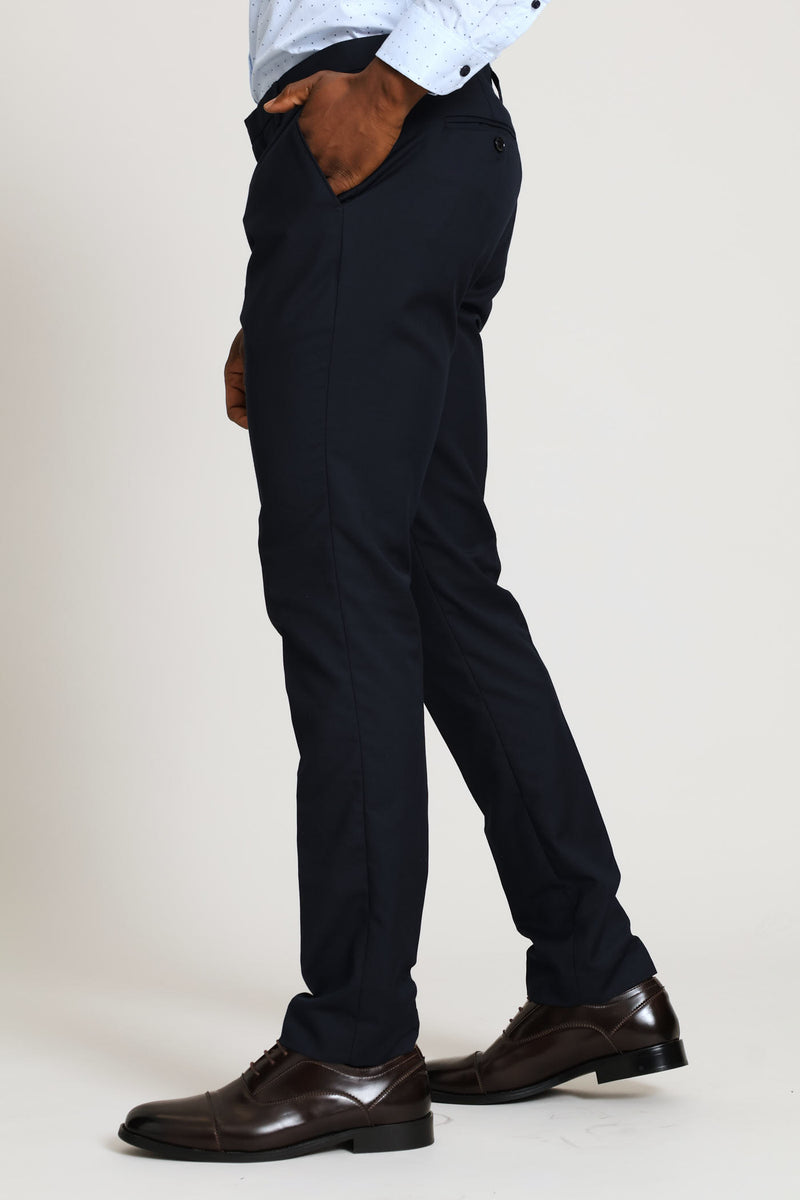 Slim Fit Viscose Blend Suit Trouser - Navy