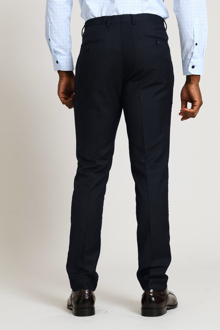 Slim Fit Viscose Blend Suit Trouser - Navy
