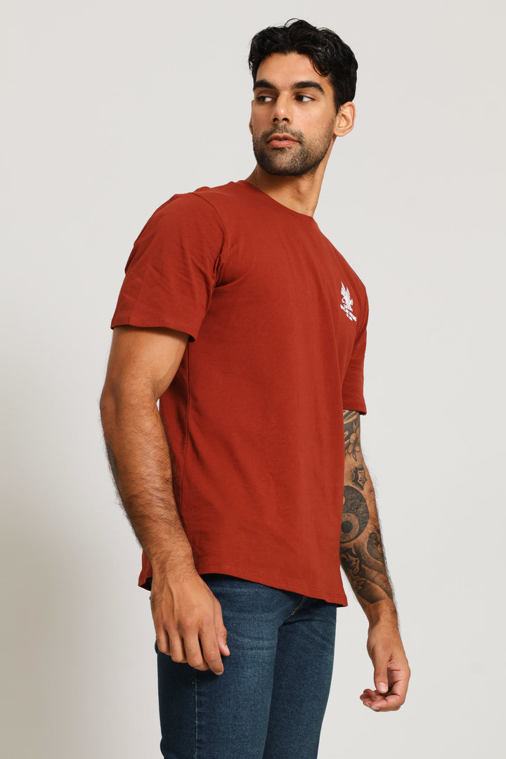 Eagle Chest Print Tee - Ochre