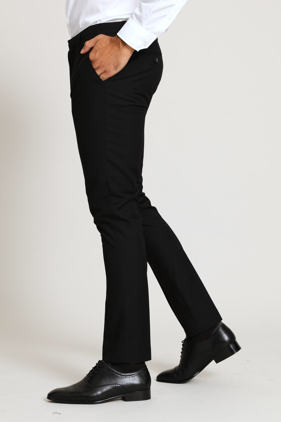 Slim Fit Viscose Blend Suit Trouser - Black