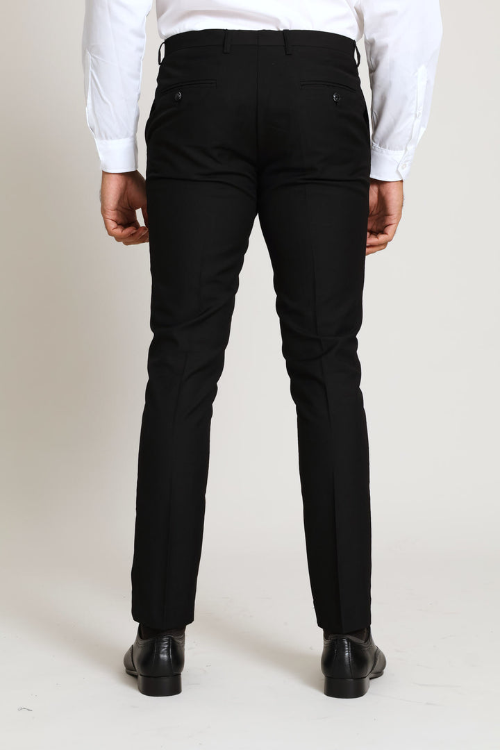 Slim Fit Viscose Blend Suit Trouser - Black