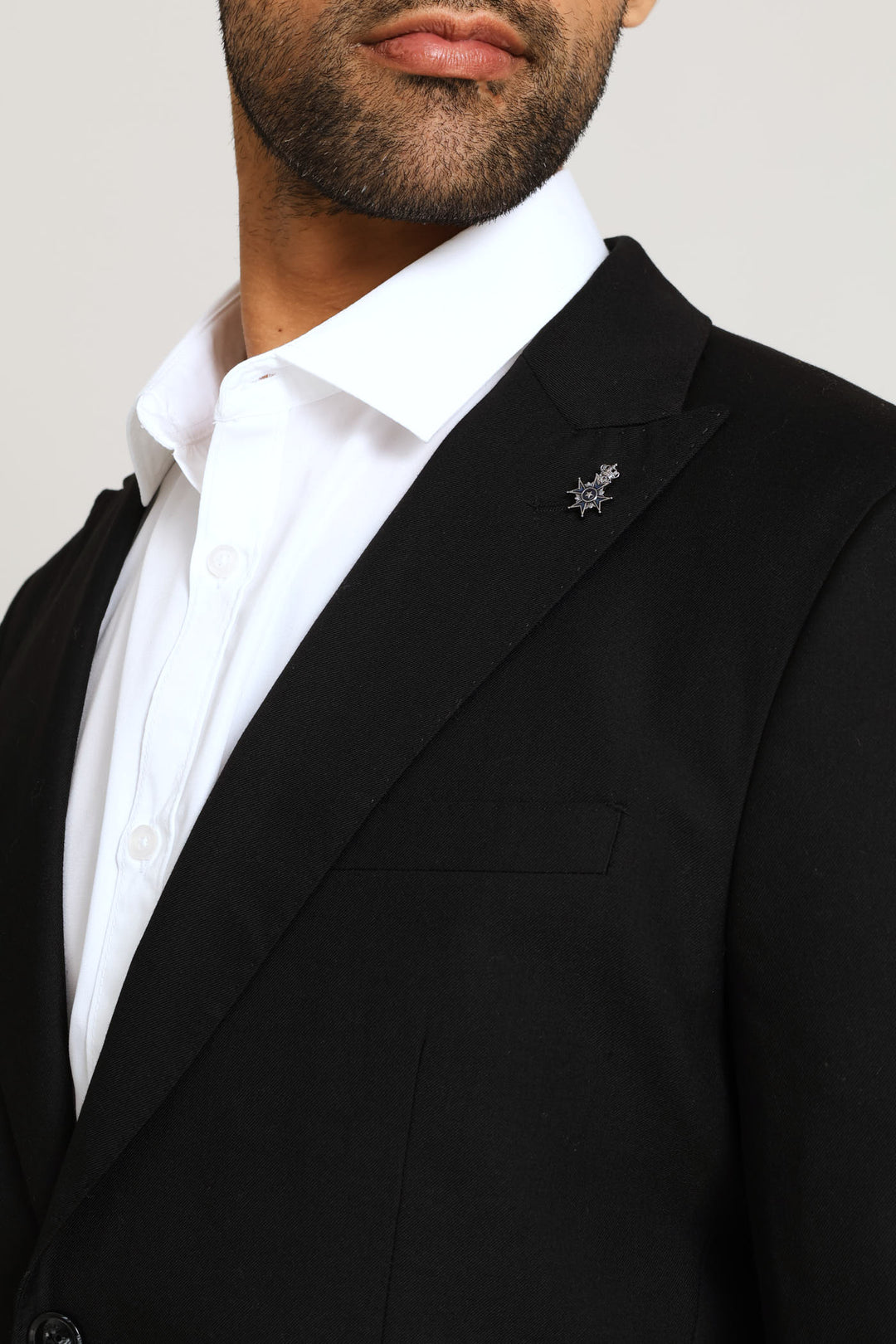 Slim Fit Viscose Blend Jackets - Black