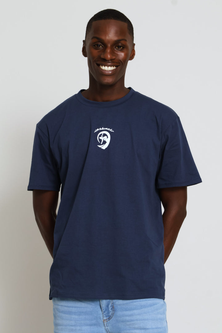 Round Logo Tee - Navy