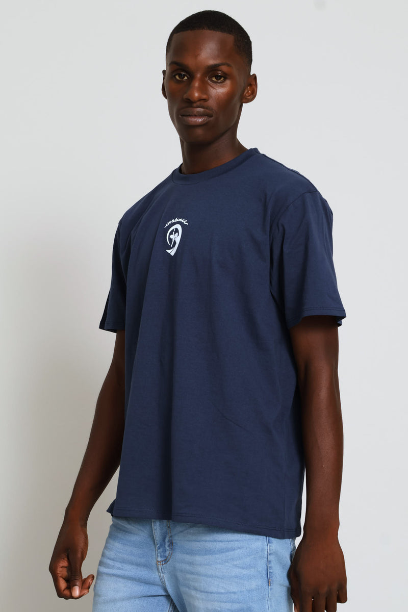 Round Logo Tee - Navy