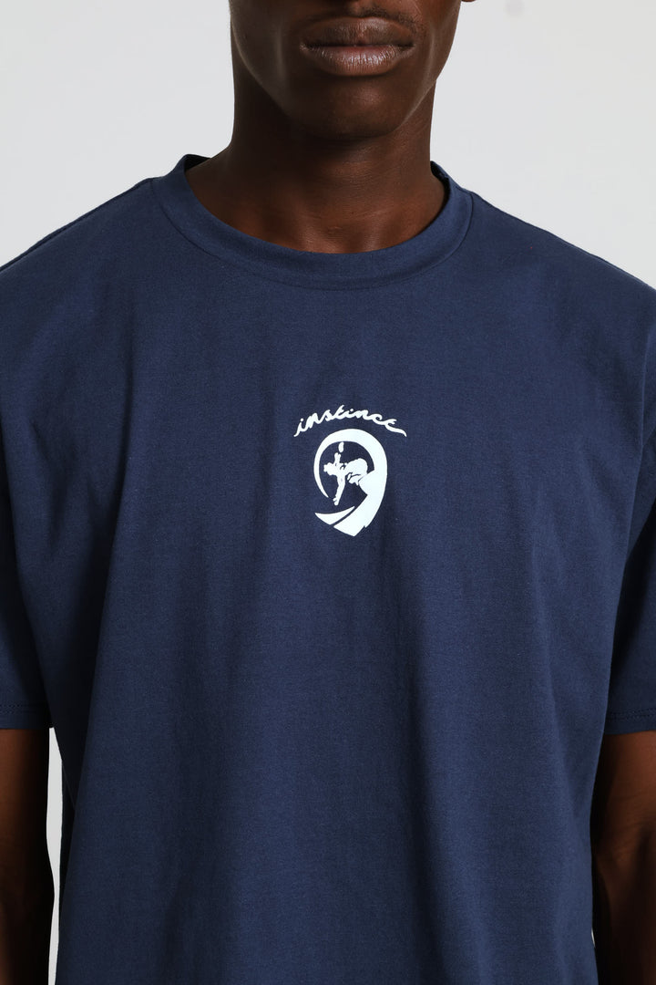 Round Logo Tee - Navy