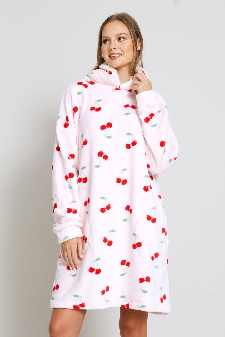 Cherries Oversized Snuggie - Pink