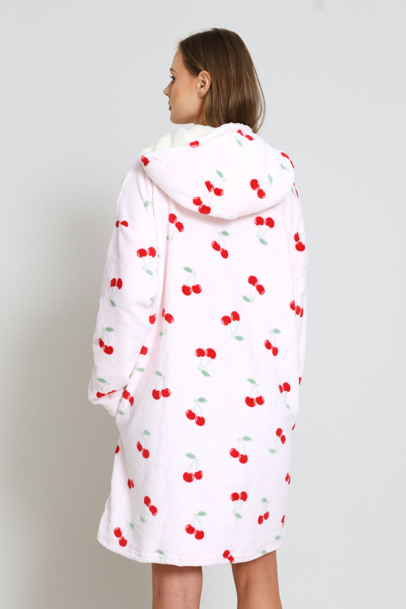 Cherries Oversized Snuggie - Pink