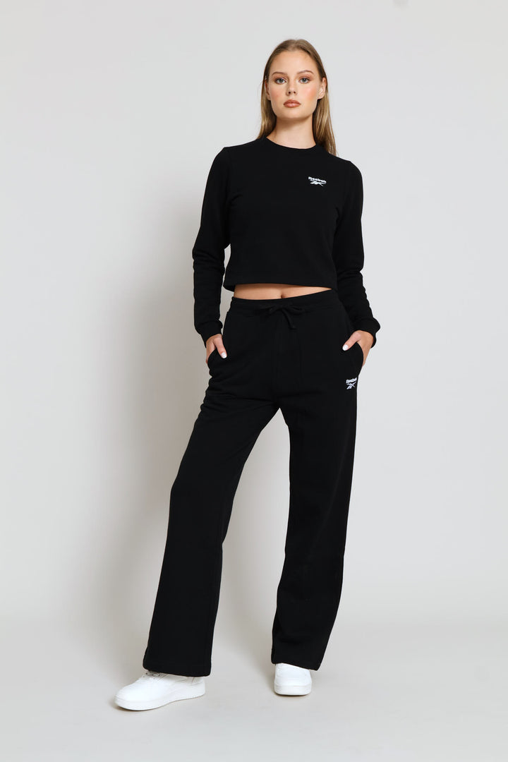 Harper Crew Neck Cropped Sweatshirt - Black