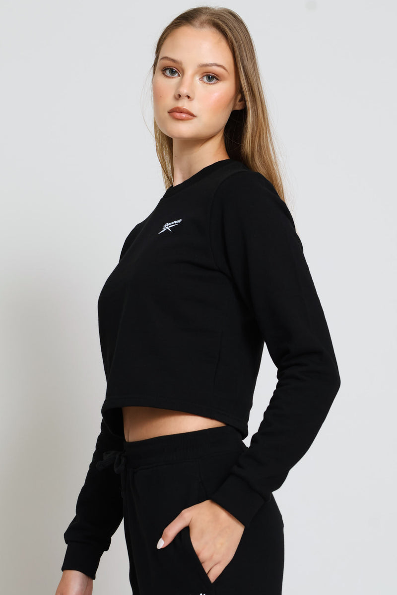 Harper Crew Neck Cropped Sweatshirt - Black