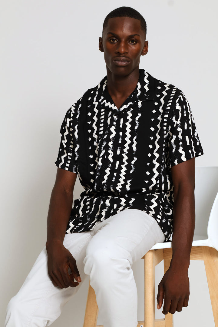 Wavy Viscose Shirt - Black