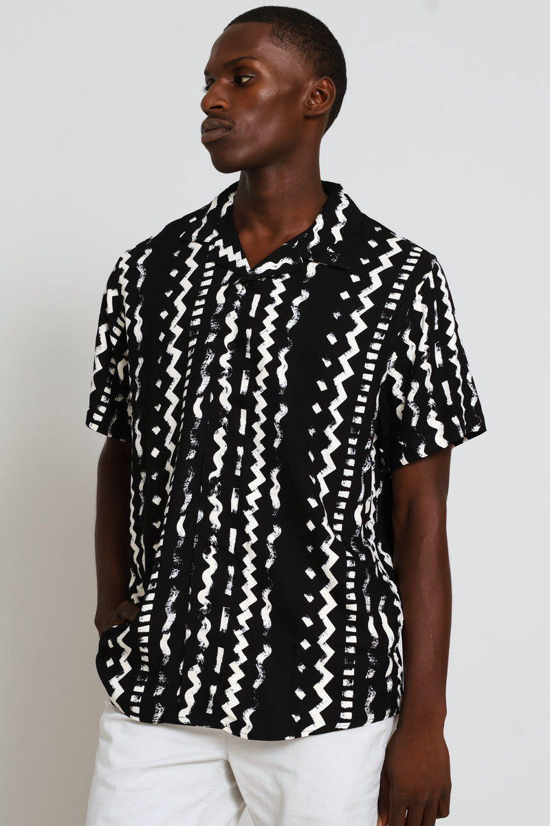 Wavy Viscose Shirt - Black