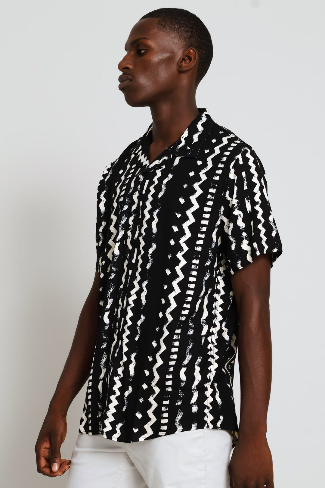 Wavy Viscose Shirt - Black