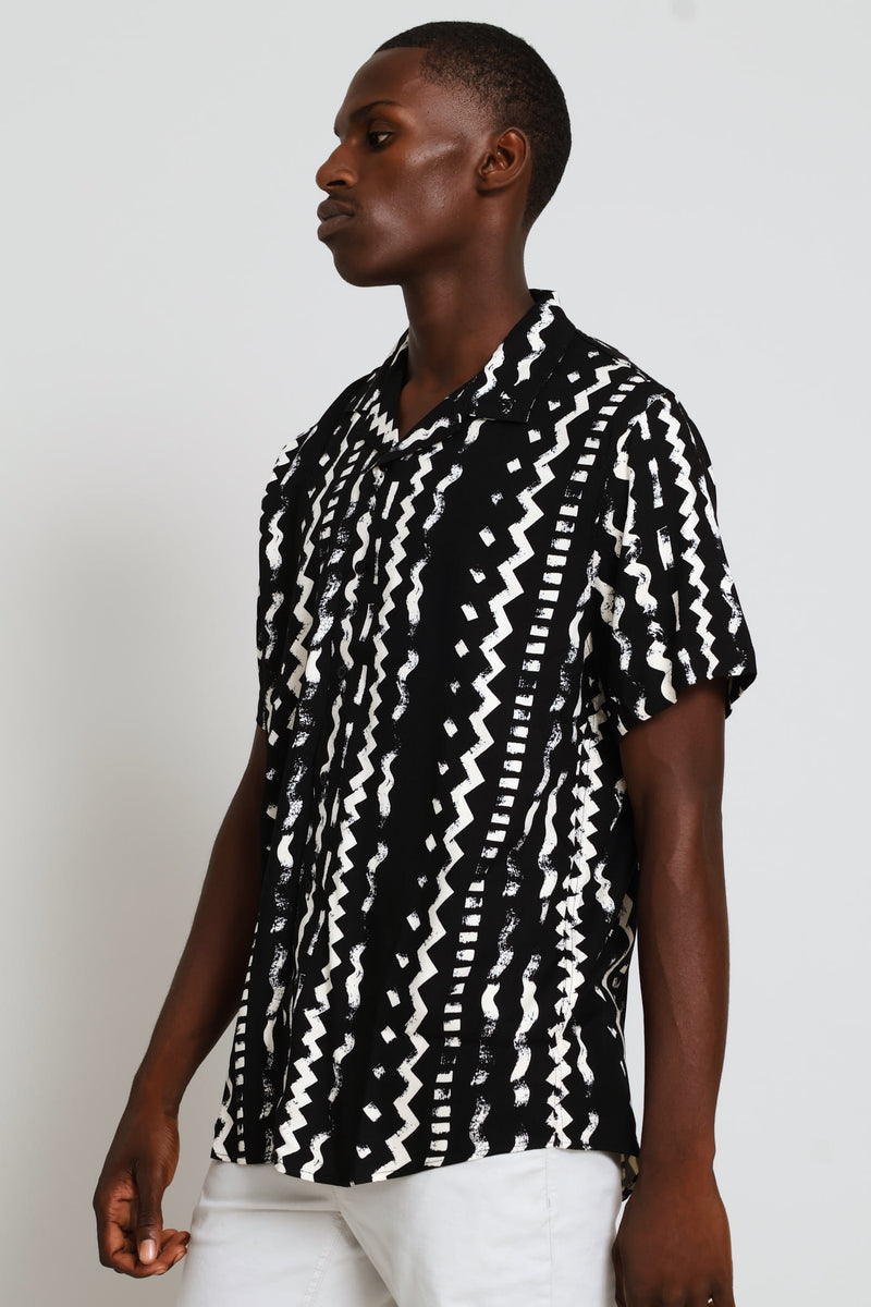 Wavy Viscose Shirt - Black