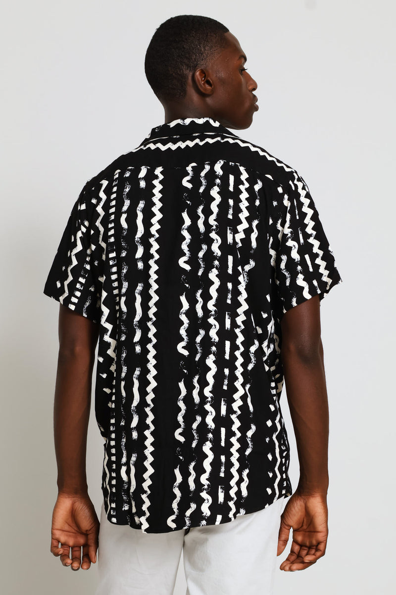 Wavy Viscose Shirt - Black