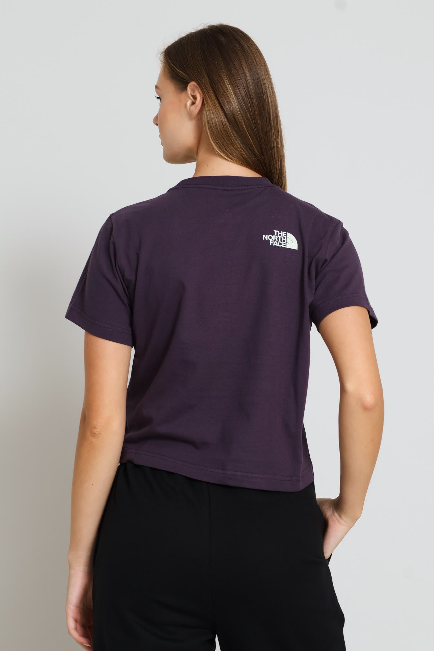 Ladies Flora Embroidered Graphic Regular Short Sleeve Tee - Purple