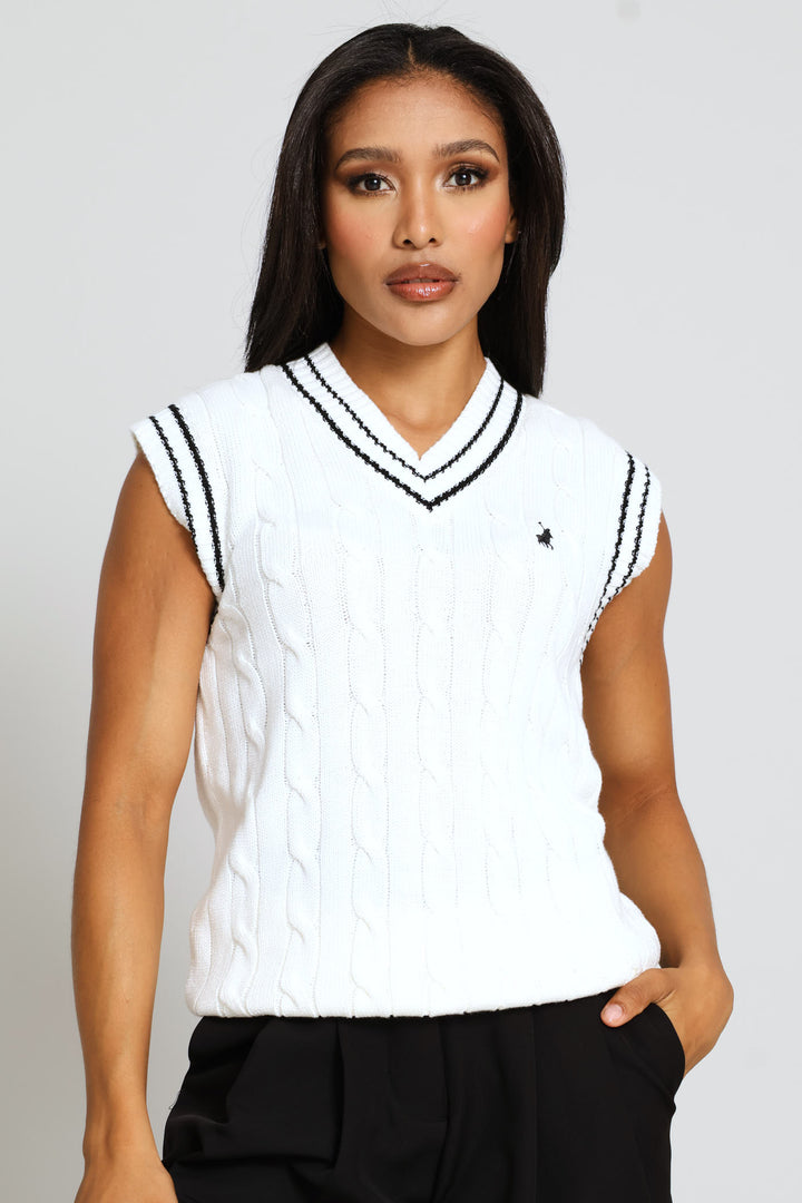 Jace Sleeveless Cable Knitwear - Off White