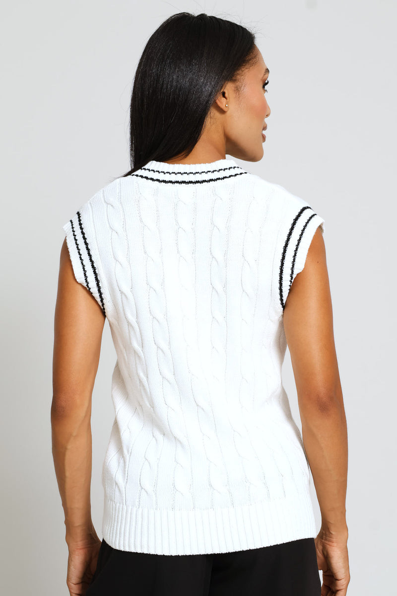 Jace Sleeveless Cable Knitwear - Off White