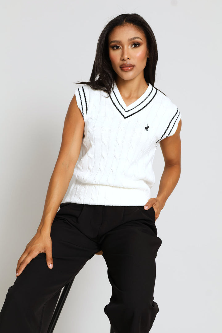 Jace Sleeveless Cable Knitwear - Off White