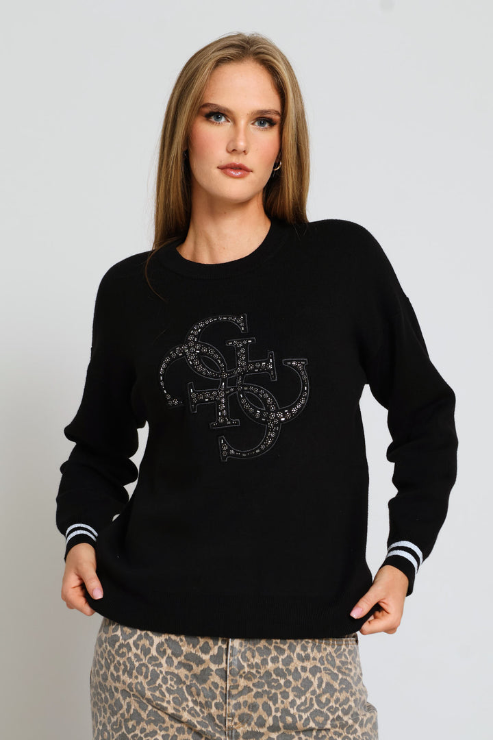 Long Sleeve Cn Sylvie Logo Sweater - Black