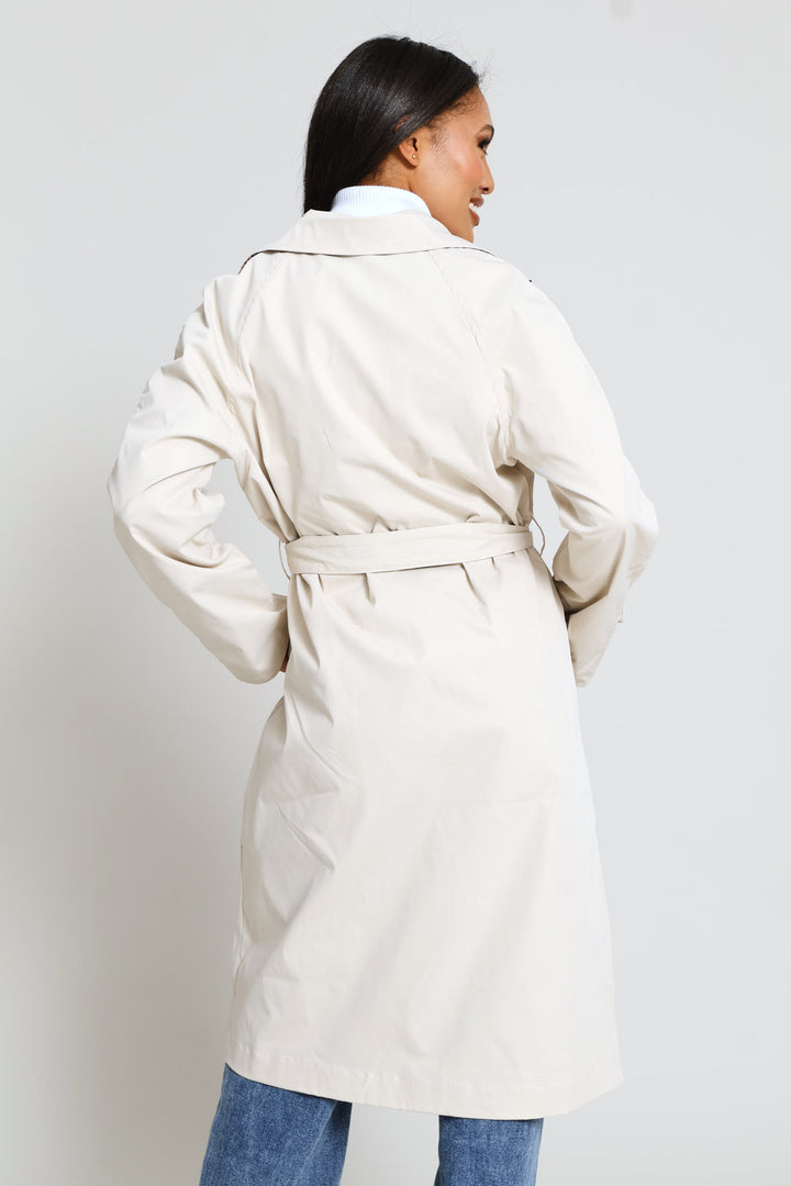 Epaulette Detail Reversible Trench Coat - Light Stone