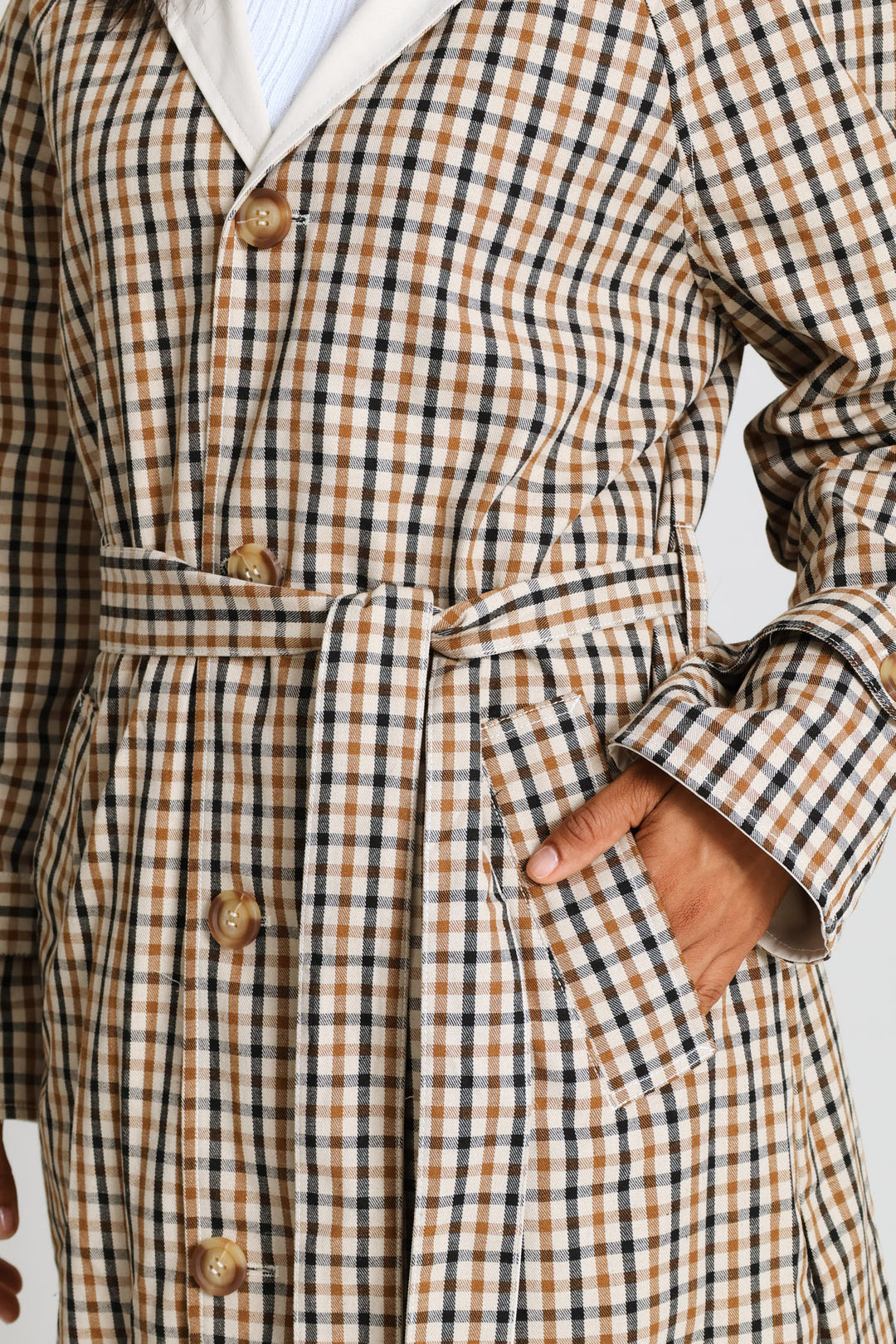 Epaulette Detail Reversible Trench Coat - Light Stone
