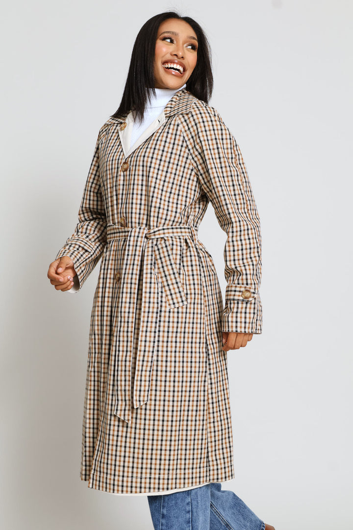 Epaulette Detail Reversible Trench Coat - Light Stone