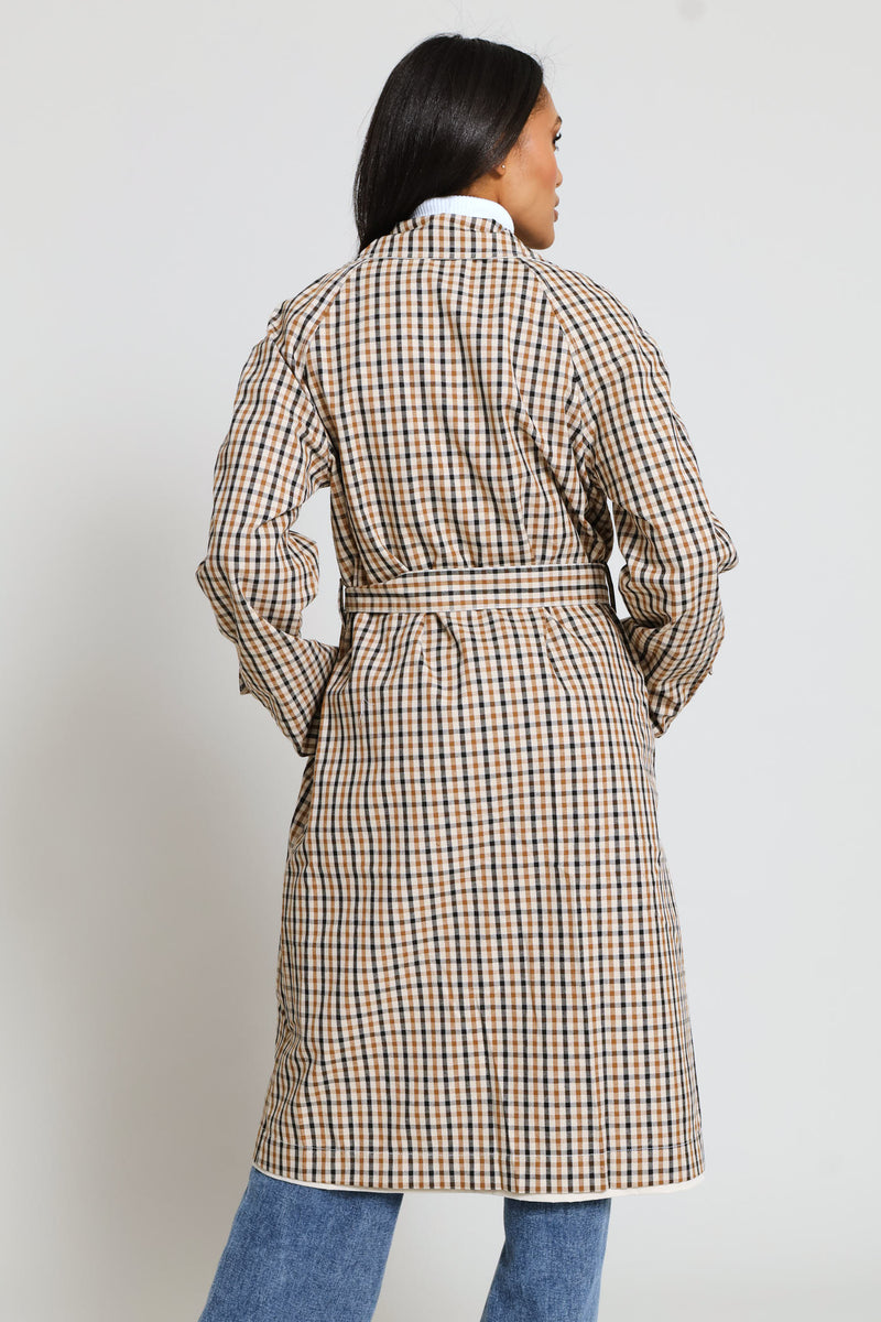 Epaulette Detail Reversible Trench Coat - Light Stone