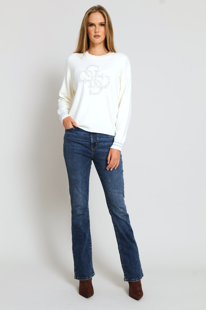 Long Sleeve Cn Sylvie Logo Sweater - Cream