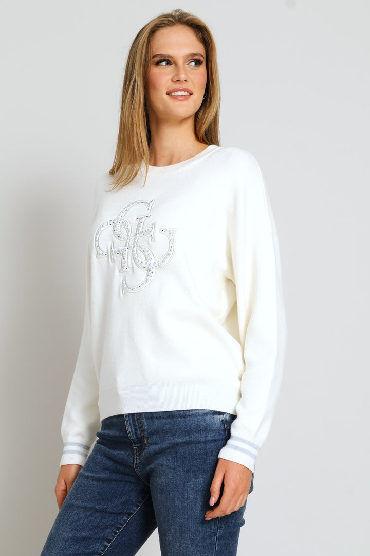 Long Sleeve Cn Sylvie Logo Sweater - Cream