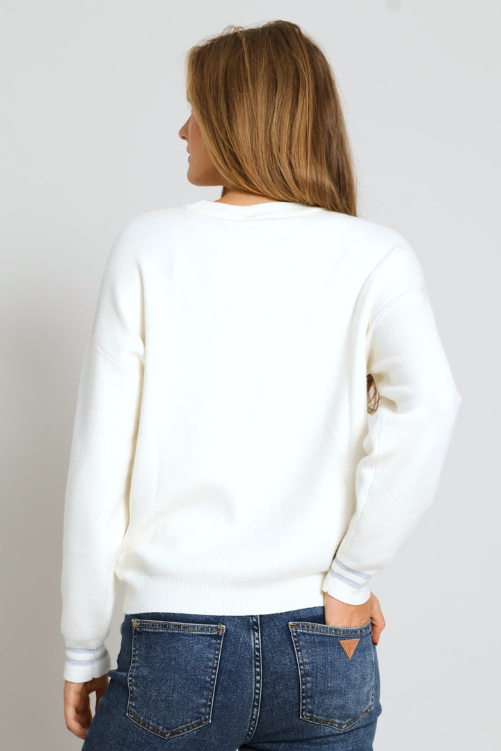 Long Sleeve Cn Sylvie Logo Sweater - Cream