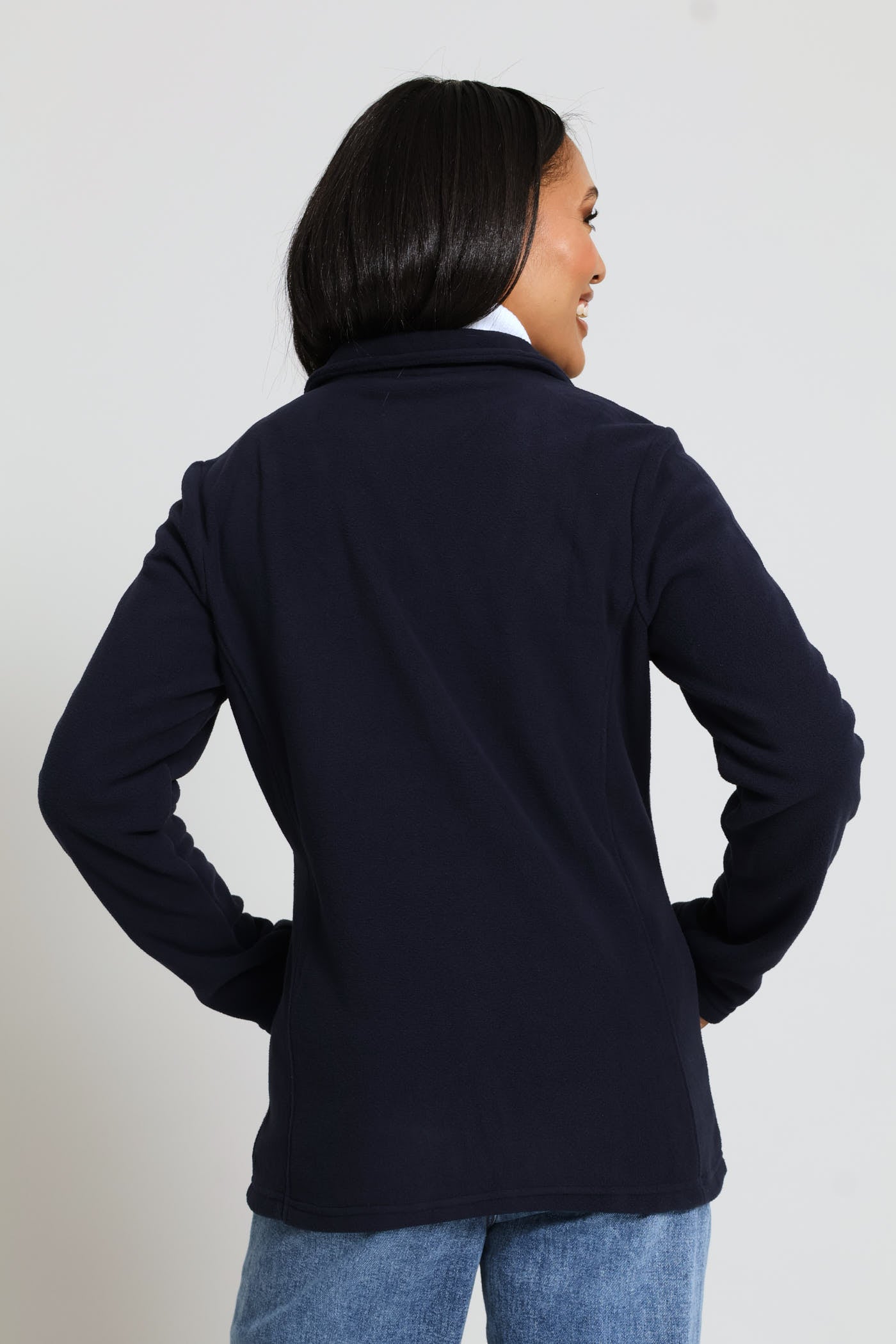 Ladies Embroidered Zip Up Polar Fleece Jacket - Midnight Blue – Edgars