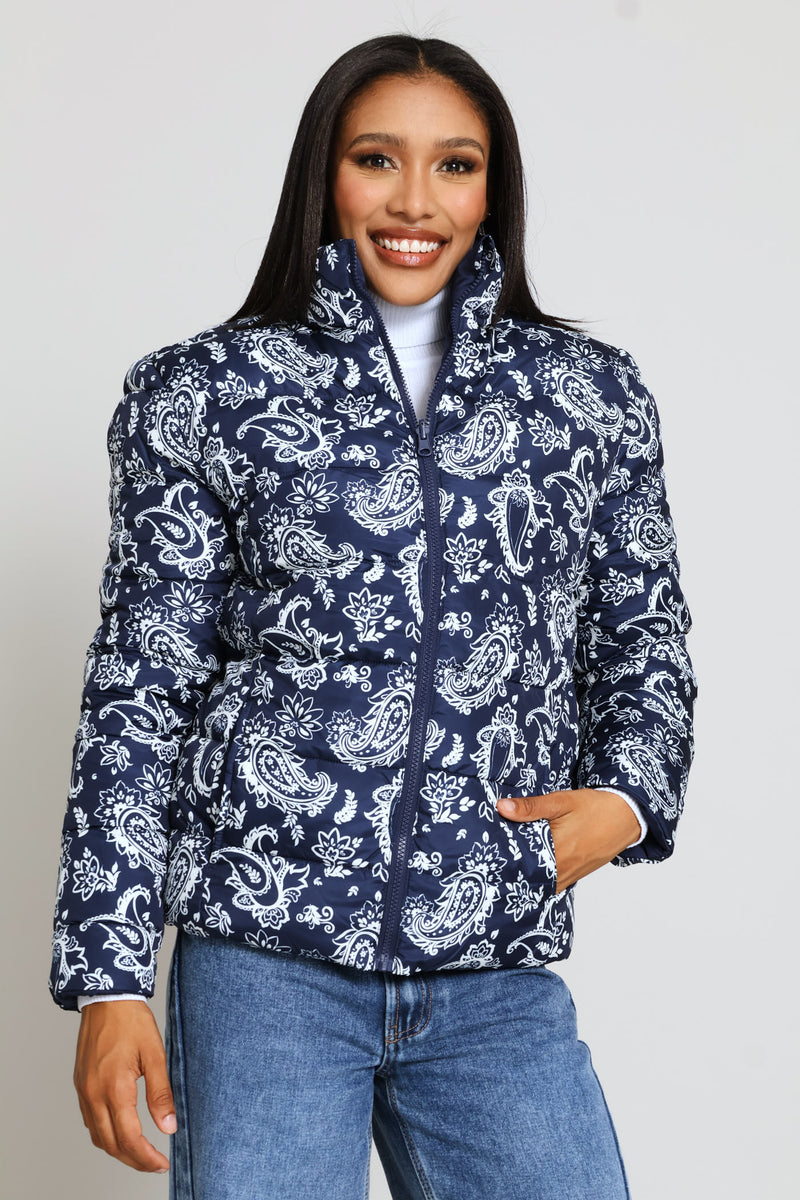 Reversible Puffer Jacket - Navy/White