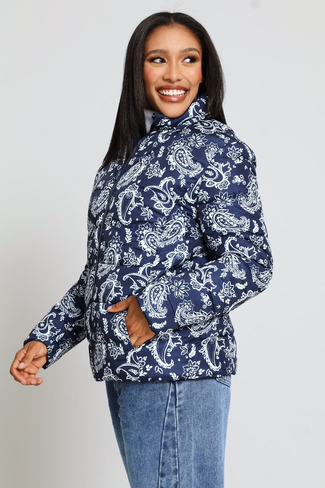 Reversible Puffer Jacket - Navy/White