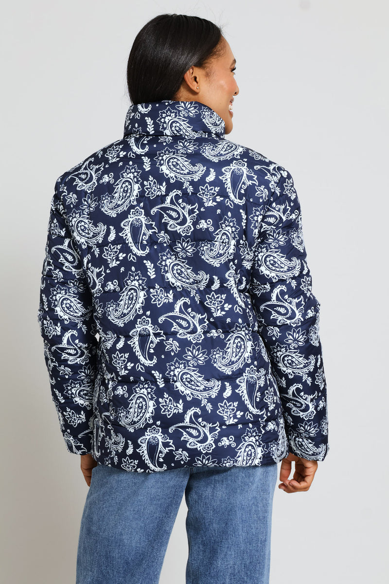 Reversible Puffer Jacket - Navy/White