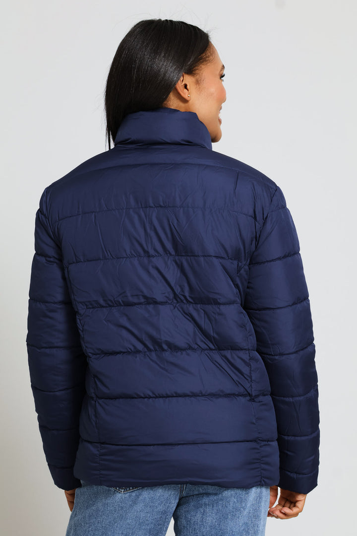 Reversible Puffer Jacket - Navy/White