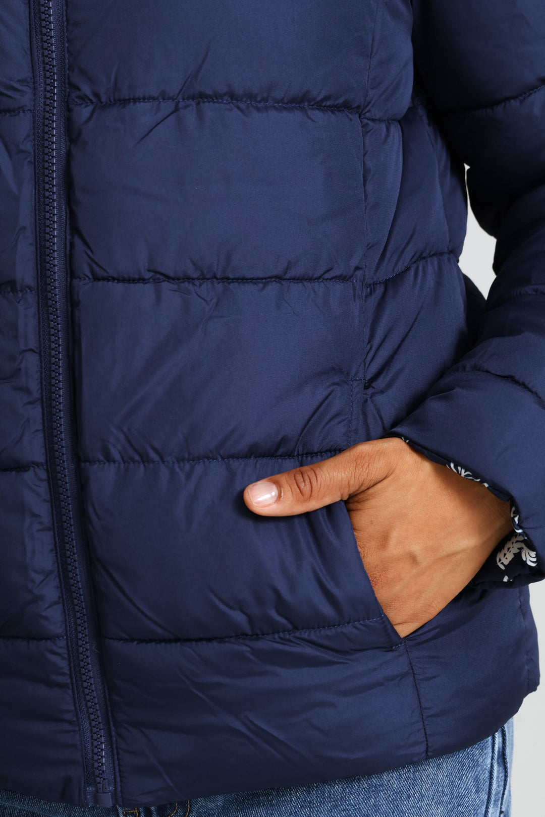 Reversible Puffer Jacket - Navy/White