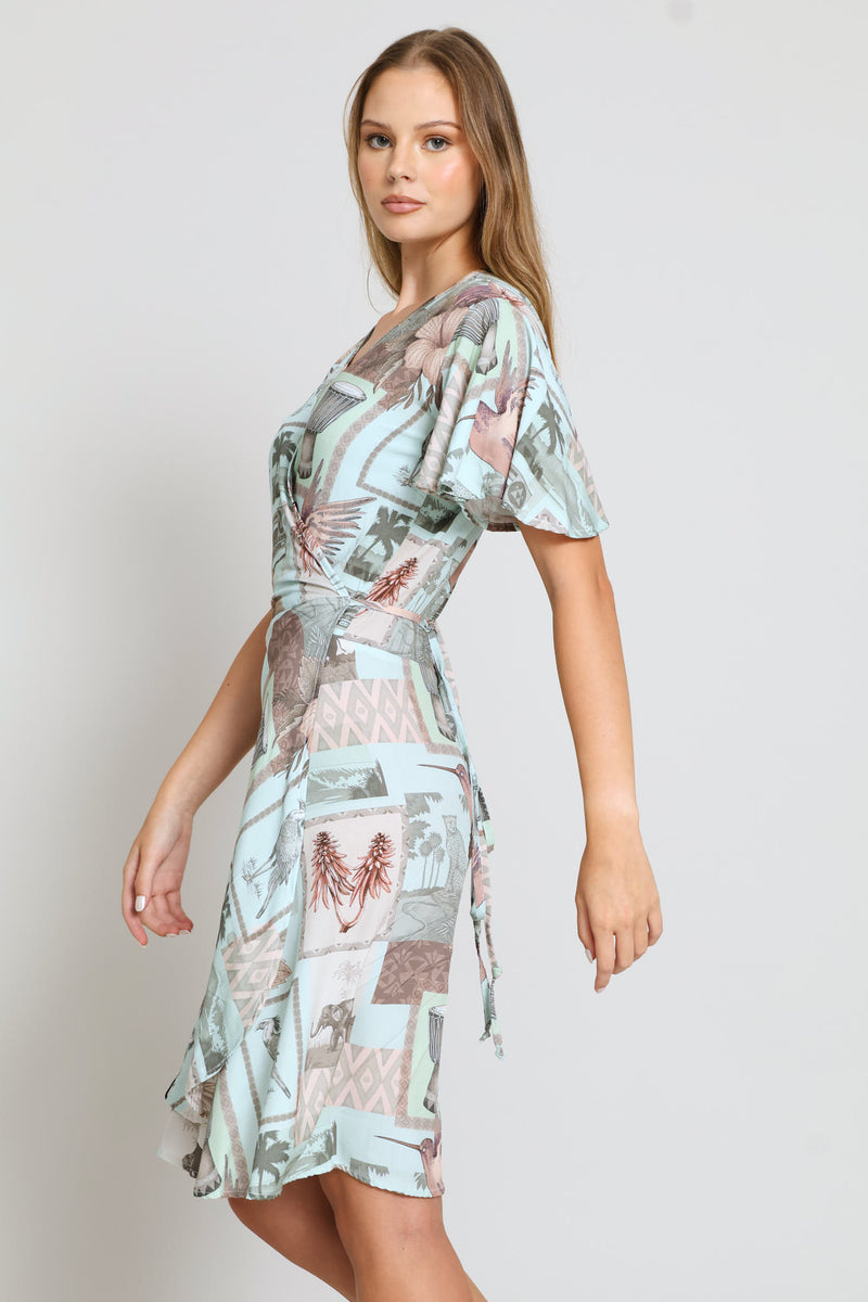 Aloe Africa Print Dress - Aqua